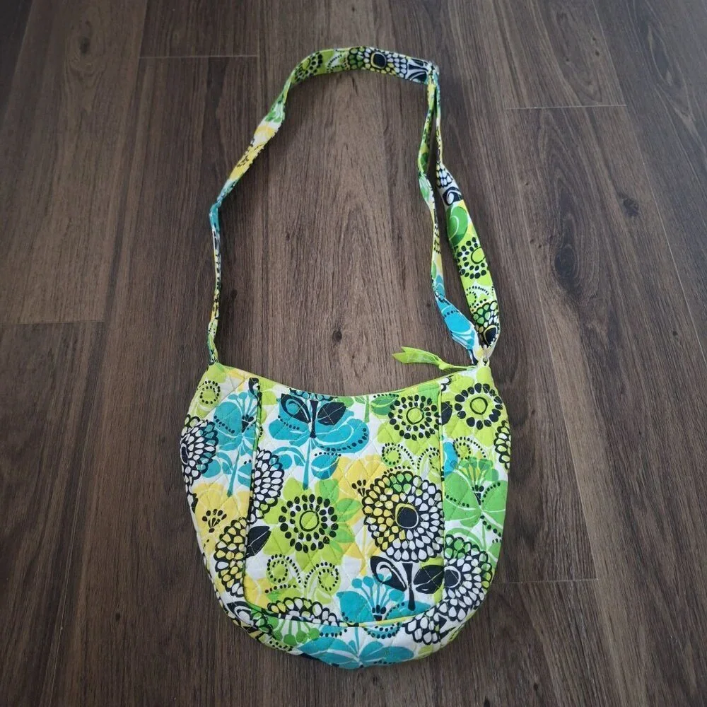 💙 Vera Bradley Limes Up Crossbody Bag Cotton Hippie Cottage Natural Vibrant